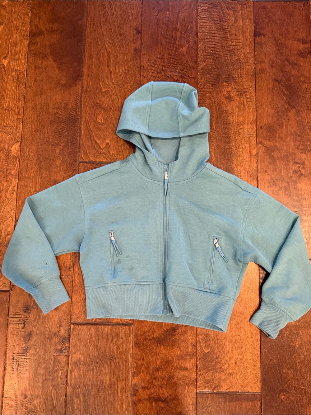 Old Navy Girls Hooded Cropped Zip Front Sweatshirt - Teal Blue